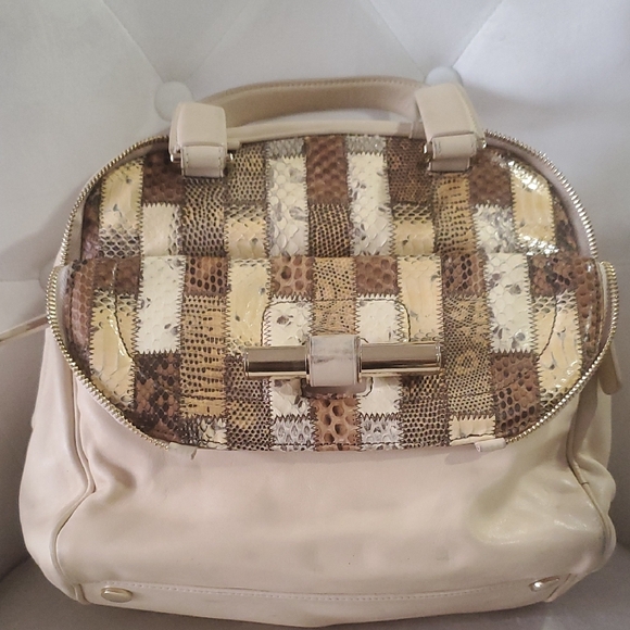 Jimmy Choo Chic Beige and Brown Women's Satchel - Picture 7 of 15